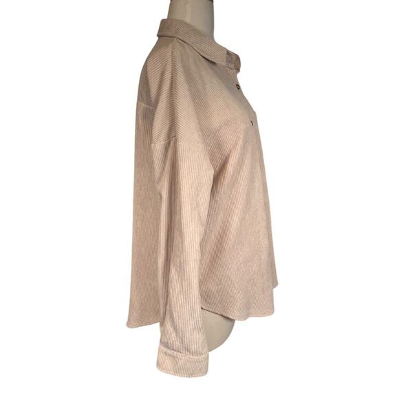 MIHOLL Corduroy Cream Color Oversized Shirt Shacket Women's Medium Button Down - Picture 4 of 11